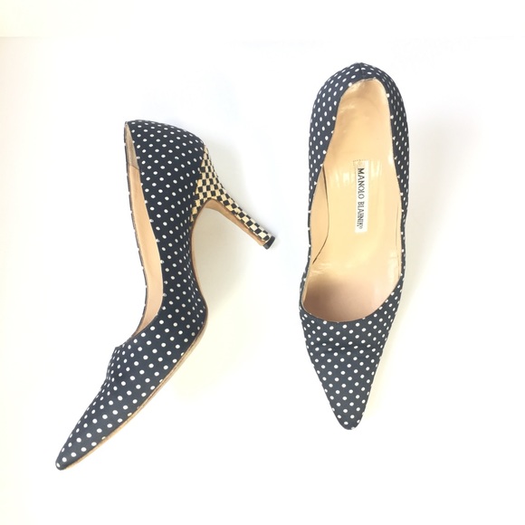 Manolo Blahnik Shoes - Manolo Blahnik polka dots checkered heels 38 / 8